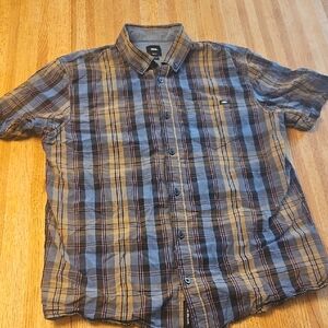 Vans Blue and Brown Plaid Casual Shirt